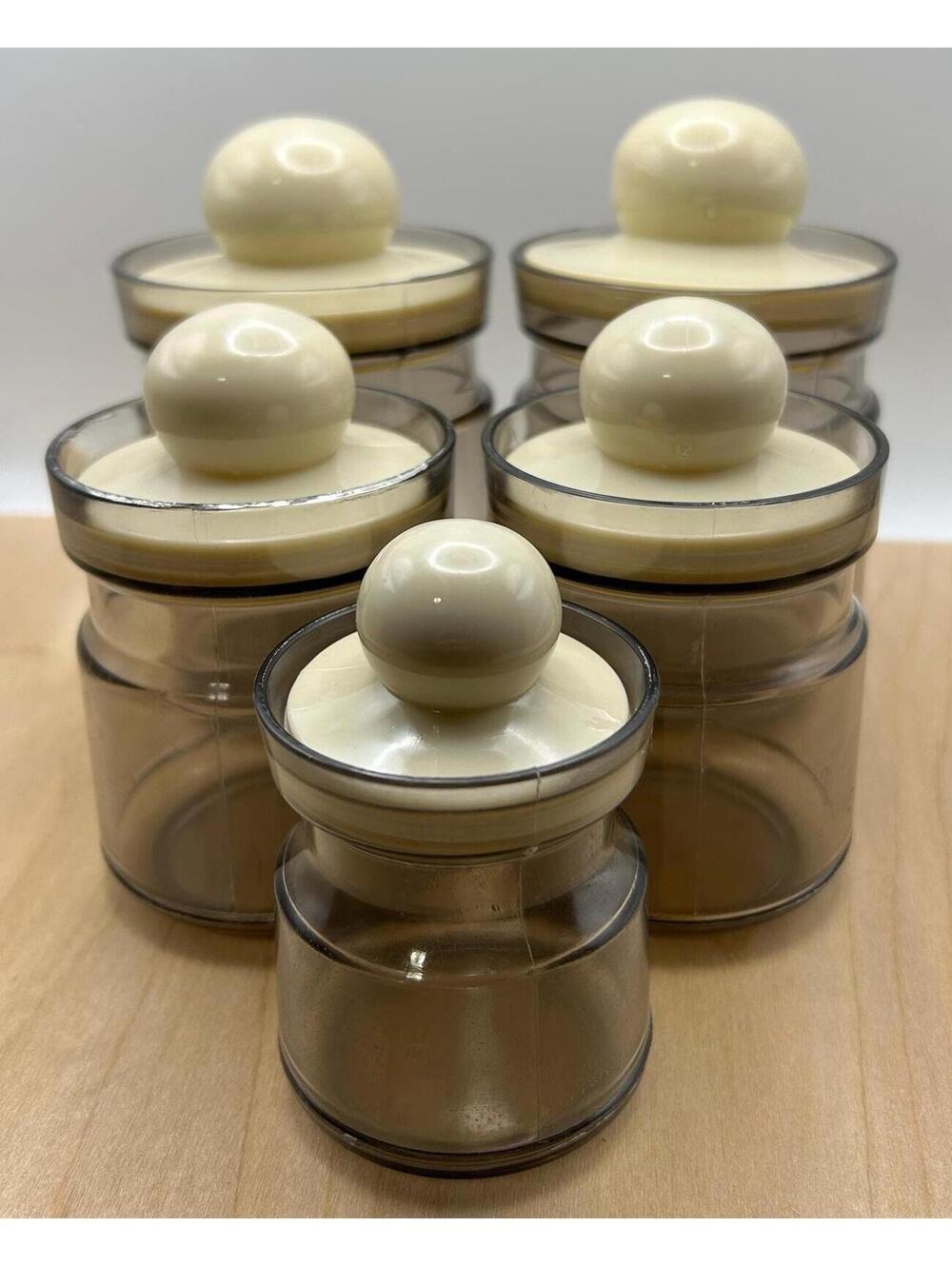 Acrylic Smokey Gray Spice Jars/Canister Set of 5